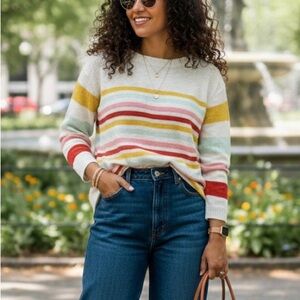 Talbots Multicolor Striped Crew Neck Sweater